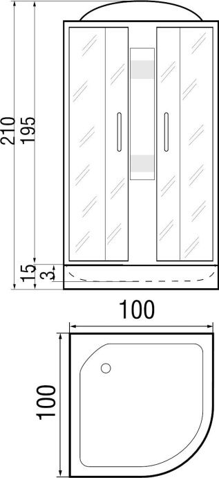 Душевая кабина с поддоном River Nara light 100/15 MT  10000002955 - 1