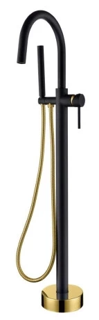 Смеситель напольный Boheme UNO черный, золото  469-BG - 0