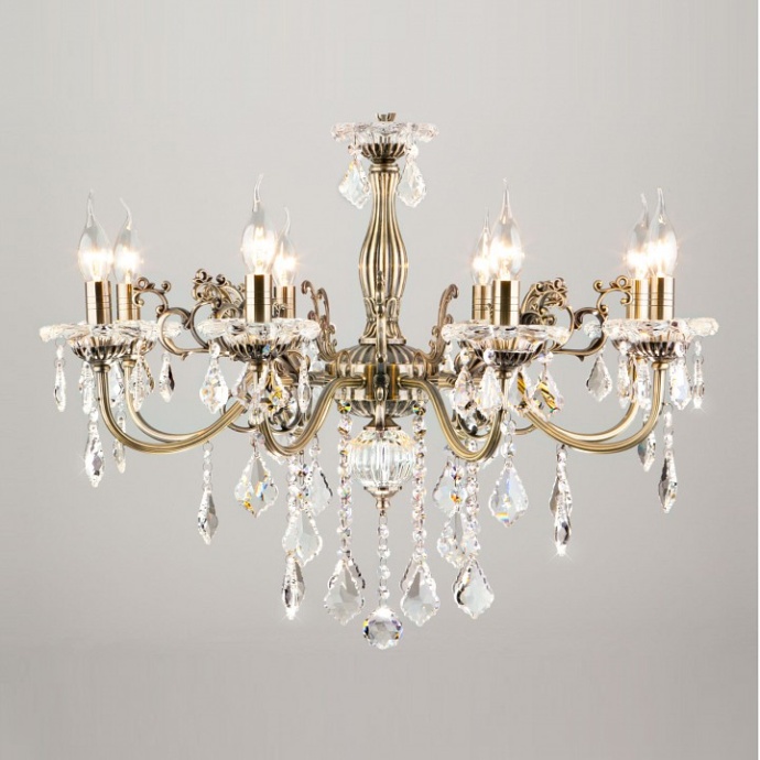 Подвесная люстра Eurosvet Elisha 3281/8 античная бронза/прозрачный хрусталь Strotskis - 0