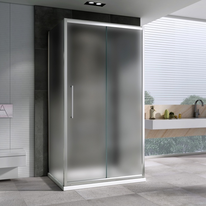 Душевой уголок Abber Schwarzer Diamant 140x50 профиль хром стекло матовое AG30140MH-S50M-S50M - 1