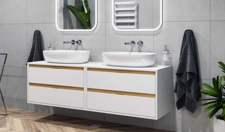 Тумба под накладную раковину Excellent Tuto 80 белый - светлое дерево  MLEX.0104.800.WHBL - 3