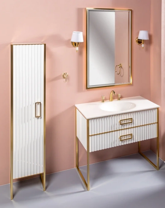 Тумба под раковину моноблок Boheme Armadi Art Monaco 100 белый глянец - золото 866-100-WG - 1