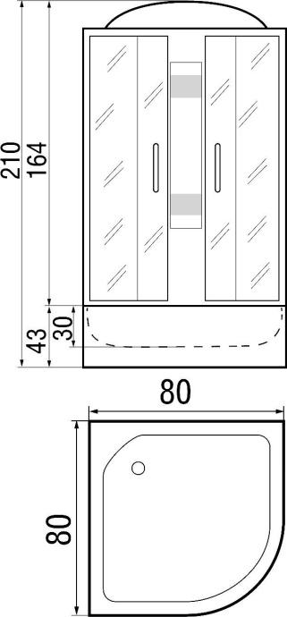 Душевая кабина с поддоном River Nara 80/43 MT  10000001259 - 2