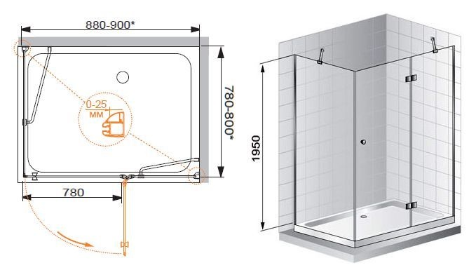 Душевой уголок Cezares Verona 120х100 хром стекло прозрачное VERONA-W-AH-1-120/100-C-Cr - 6