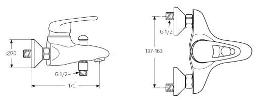 Смеситель для ванны Ideal Standard Idill хром  A2698AA - 1