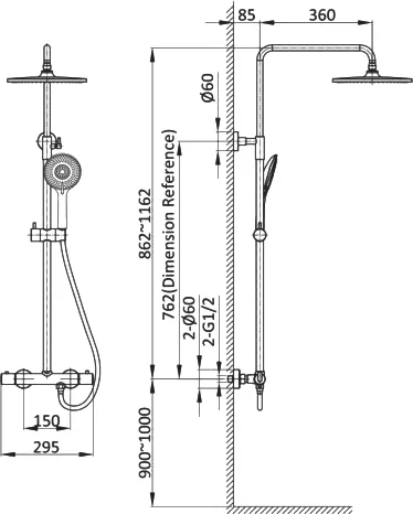 Душевая стойка Vincea Esse хром VSFS-1E0TCH - 2