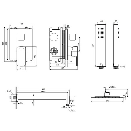 Душевая система Excellent Pride хром AREX.SET.4045CR - 2