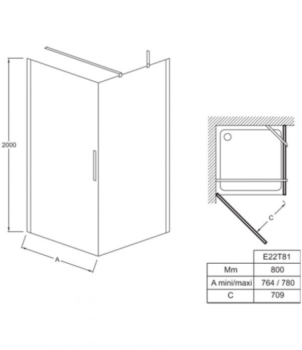 Душевая дверь Jacob Delafon Contra 78 см  E22T81-GA - 1