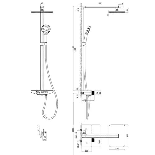 Душевая стойка Black&White Universell черная матовая 7785GM - 4