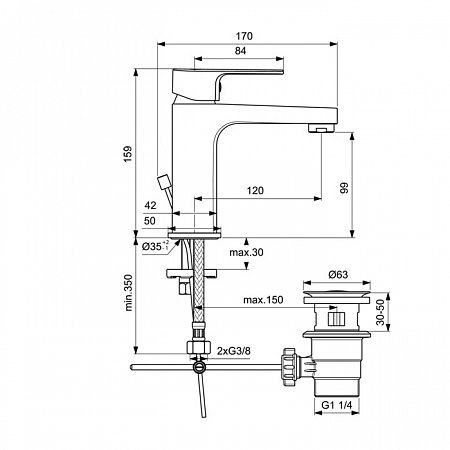 Смеситель для ванны с душем Ideal Standard Cerafine хром BC494AA - 1