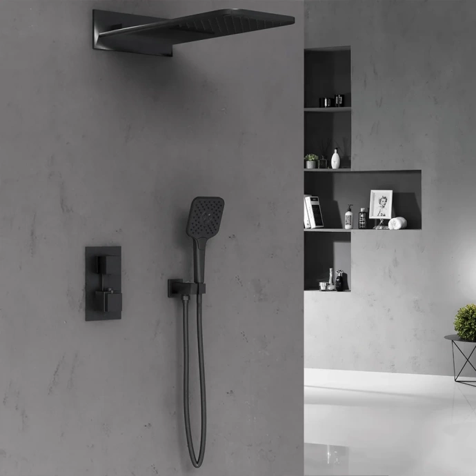 Душевой комплект встраиваемый Vincea черный матовый VSFW-103TMB - 1