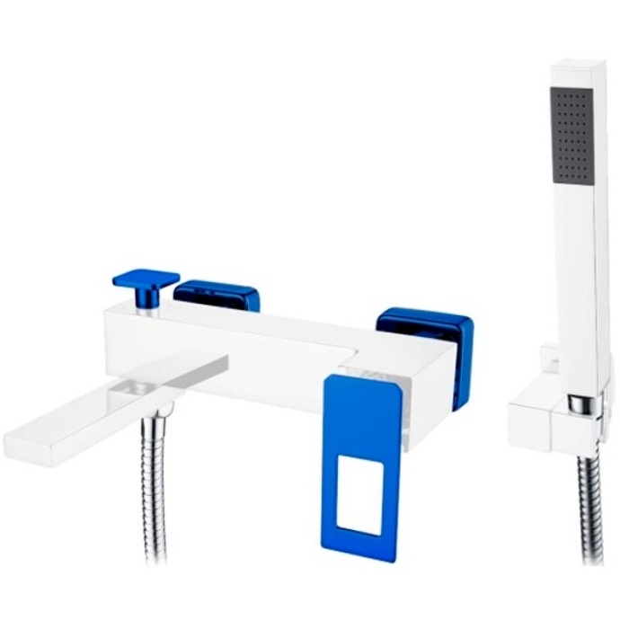 Смеситель для ванны Boheme Q белый с синим 143-WUW - 0