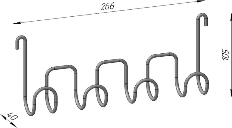 Крючок DIWO Смоленск П16543 четверной, черный муар - 4