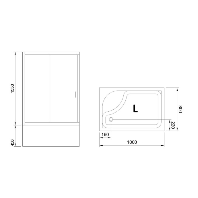 Душевой уголок Royal Bath BP 100х80 L с поддоном профиль хром стекло матовое RB8100BP-C-CH-L - 4