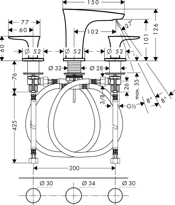 Смеситель Hansgrohe PuraVida 15073400 для раковины - 1