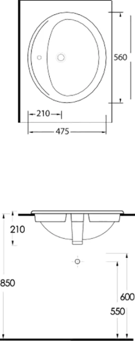 Раковина встраиваемая beWash Balaton 56 белый 90561101 - 1