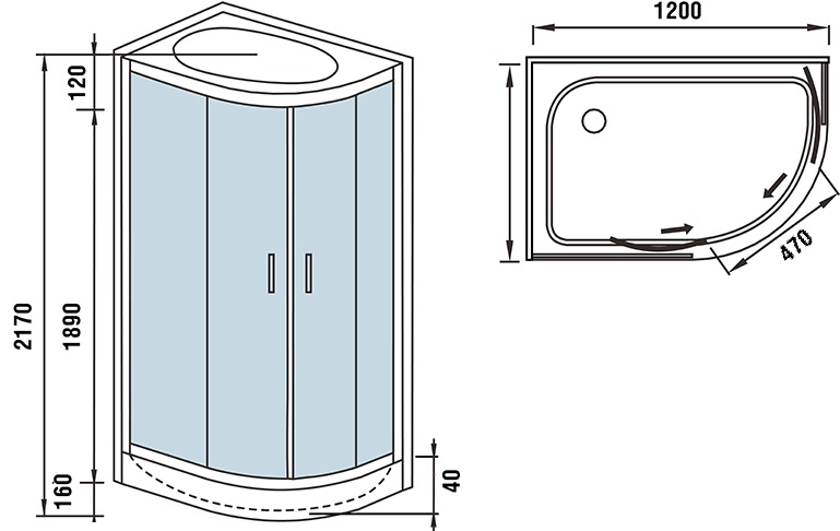 Душевая кабина Weltwasser WW500 WERRA 1202 L 120х90 хром  10000003235 - 10