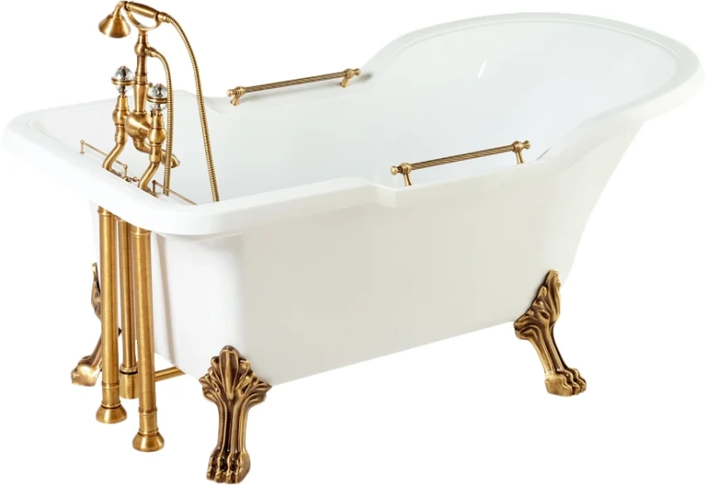 Ванна из искусственного камня Migliore Impero 25267 180x87 белая, бронза - 0
