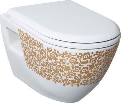 Чаша для унитаза подвесного Creavit TP325 золото, цветы TP325-11CB00E-CA00 - 0