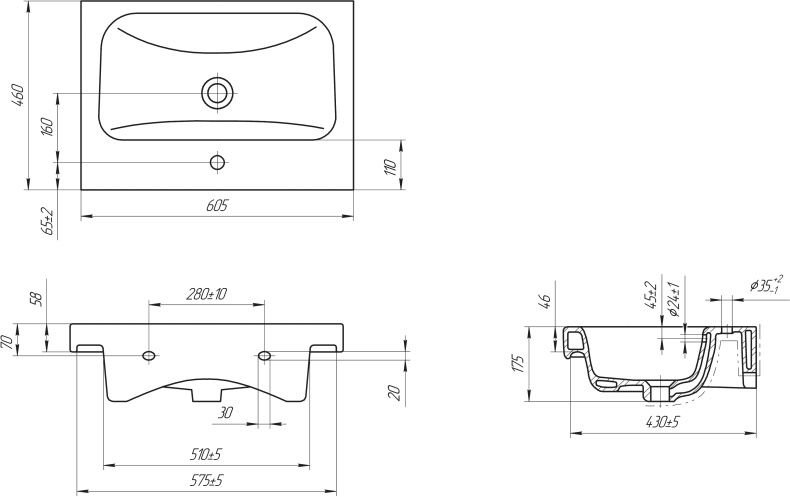 Тумба с раковиной Cersanit Moduo 60 - 4