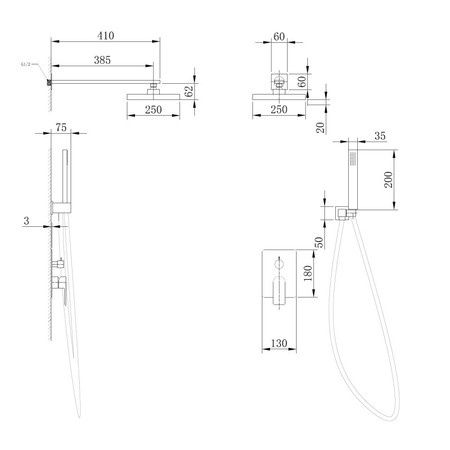 Душевой комплект Abber Weiss Insel хром  AF8018 - 2