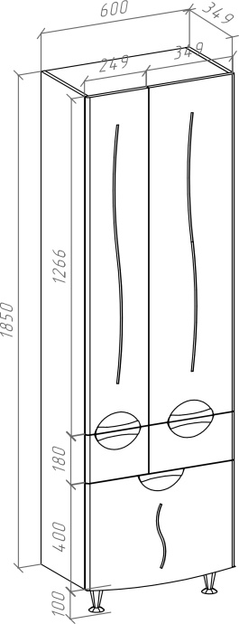 Шкаф-пенал Bellezza Глория 60 4629509090013 - 2