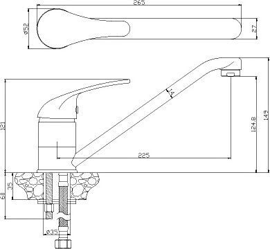 Смеситель для кухонной мойки Rossinka  хром  Y40-21 - 1