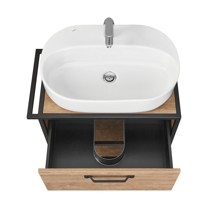 Тумба с раковиной Одри 62 Aquaton Лофт Фабрик 65 темное дерево 1A2423K1LTDY0 - 3