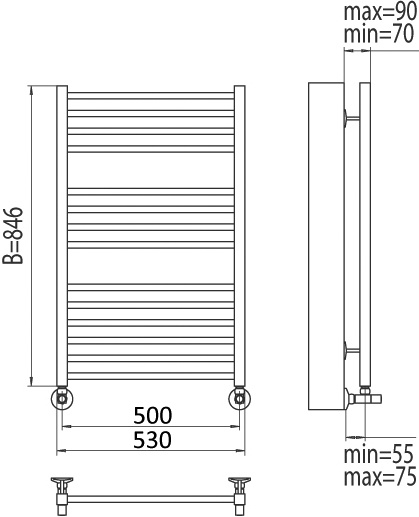 Полотенцесушитель водяной Terminus Сицилия П14 50x84,6 4620768882302 - 2