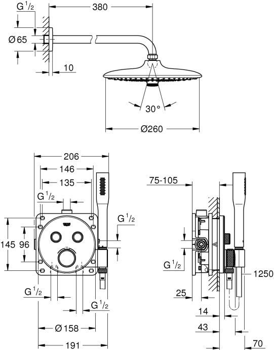 Душевой комплект Grohe Grohtherm SmartControl 34744000 - 1