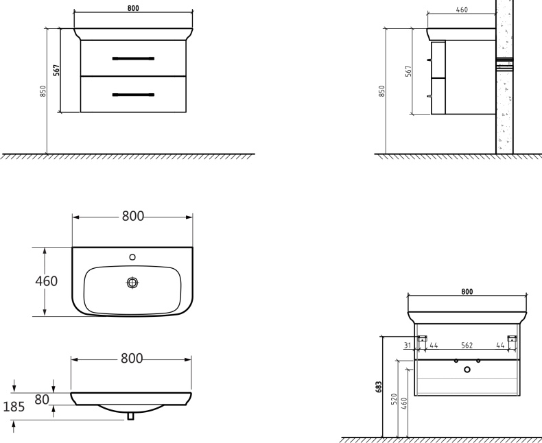 Мебель для ванной BelBagno Alpina 80 - 8