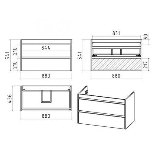 Тумба под раковину Brevita Balaton 90 белый  BAL-06090-01-01П2Я - 5