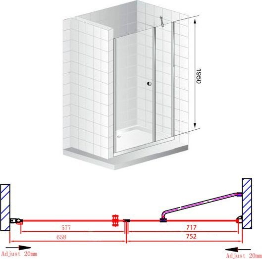 Душевая дверь в нишу Cezares Elena W B11 80/70 C Cr ELENA-W-B-11-80+70-C-Cr - 6