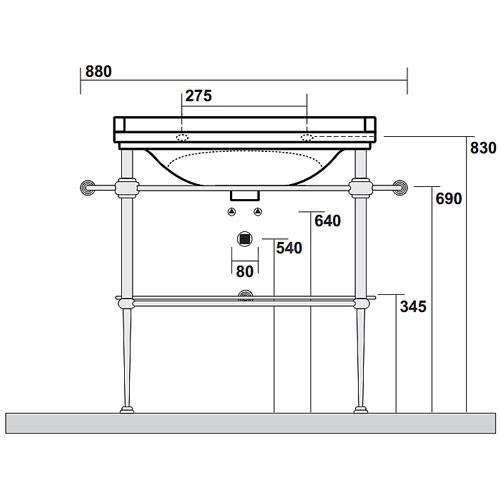 Консоль для раковины Kerasan Waldorf 80 Золото  9197K2 - 2