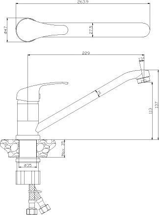 Смеситель для кухонной мойки Rossinka  хром  Y35-21U - 1