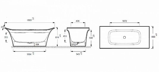 Ванна из искусственного камня 180 x 80 см Jacob Delafon Grands Boulevards E6D156-0 - 6