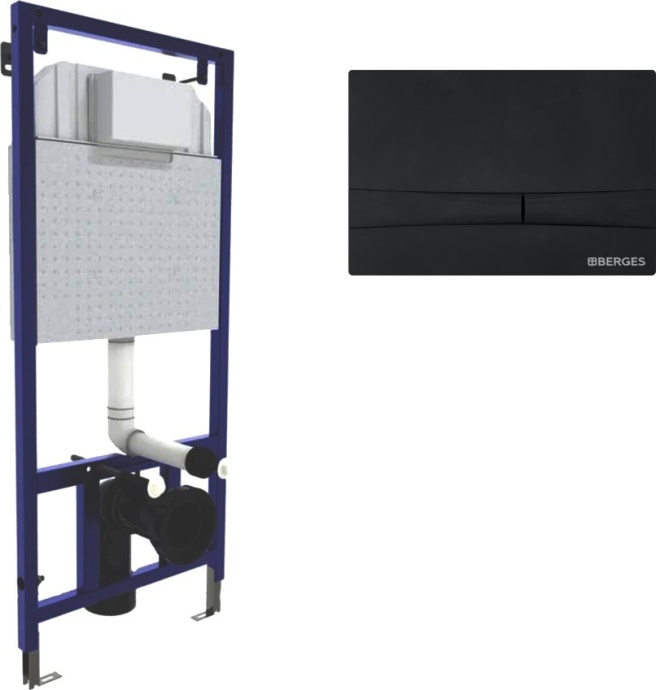Система инсталляции для унитазов Berges Wasserhaus Novum с кнопкой смыва, черная 040255 - 0