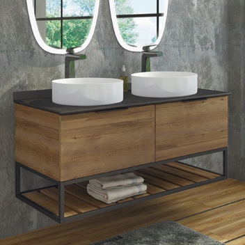 Тумба с раковиной Comforty Порто 120, подвесная, дуб тёмно-коричневый 00-00001287 - 0