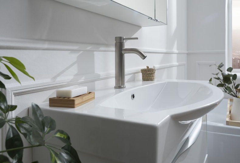 AF210-10S Aquanet Steel, смеситель для умывальника, сталь, сатин (242966) - 2