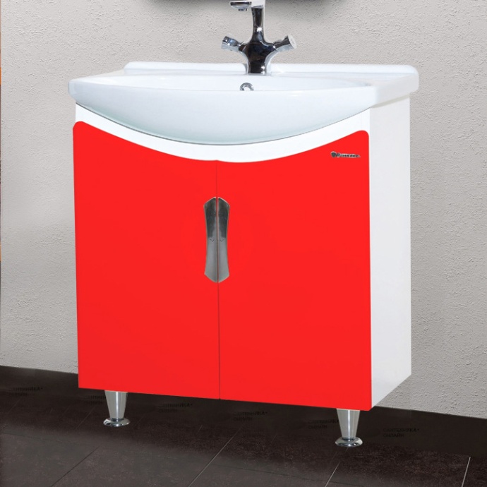Тумба с раковиной Bellezza Лагуна 65 прямая красная - 0