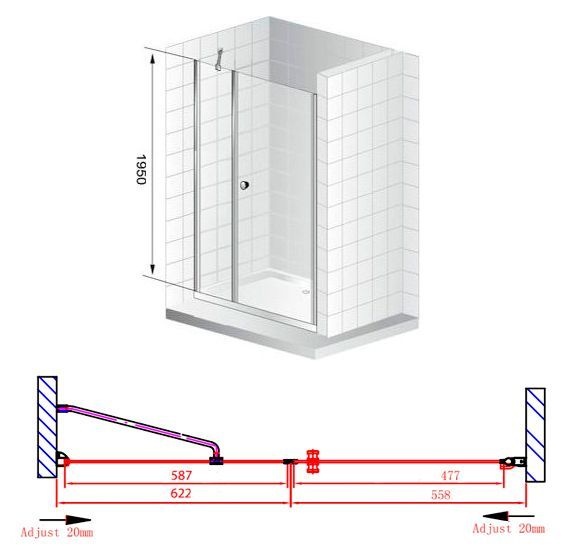 Душевая дверь Cezares Elena 120 хром стекло рифленое ELENA-W-B-11-60+60-P-Cr-R - 8