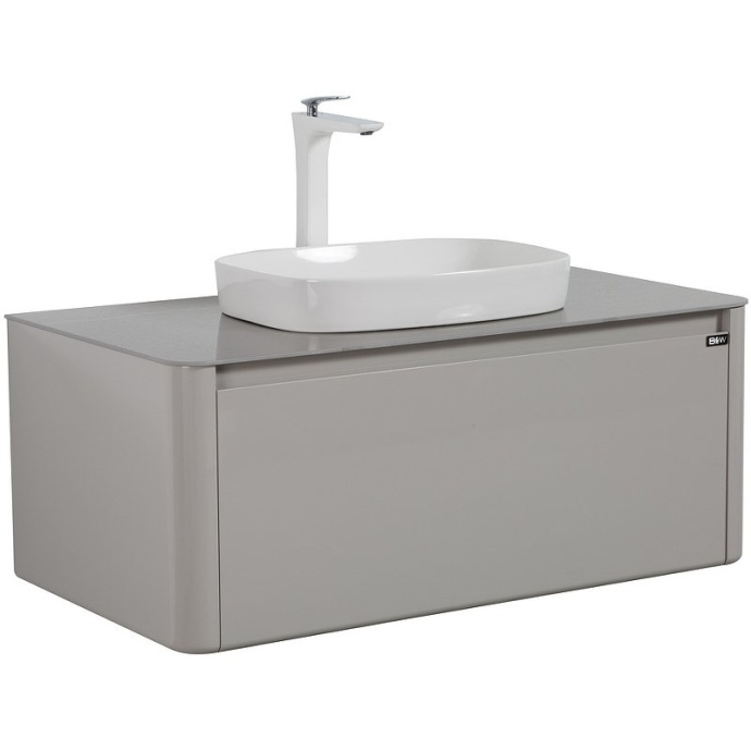 Тумба с раковиной Black&White Universell 100 серая глянцевая 9151000 - 2