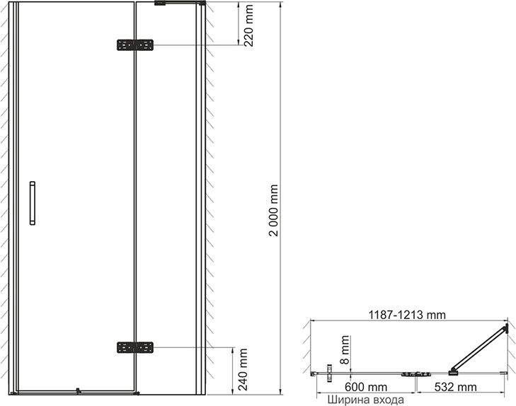 Душевая дверь в нишу Wasserkraft Aller White 10H05RW 120 см 10H05RWHITE - 4