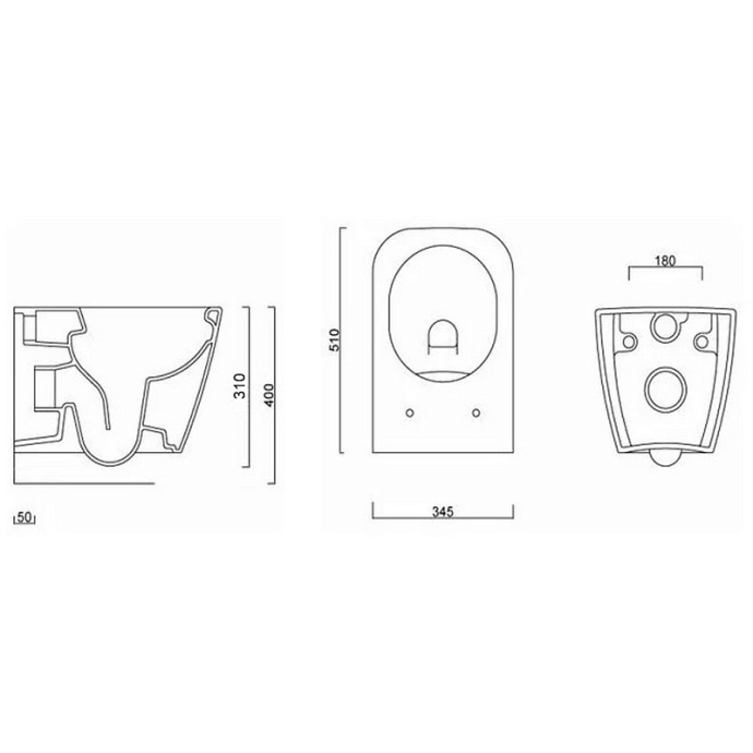 Чаша для унитаза Gural Vit Nova белая без сиденья NO31DAK00 - 1