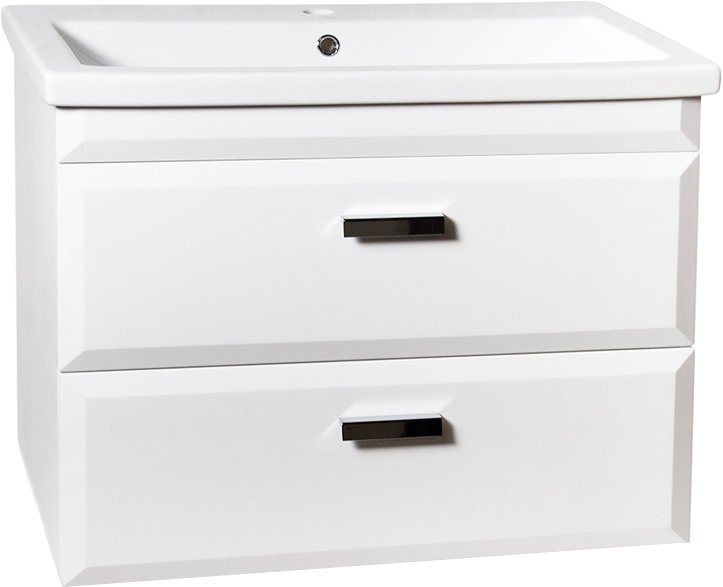 Тумба с раковиной Style Line Лотос 80 Люкс Plus подвесная, белая - 0