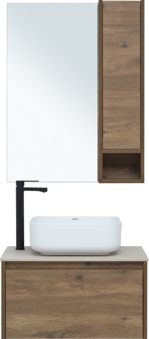 Мебель для ванной STWORKI Карлстад 60 дуб рустикальный, простоун беж, с отверстием под смеситель в столешнице 425192 - 6