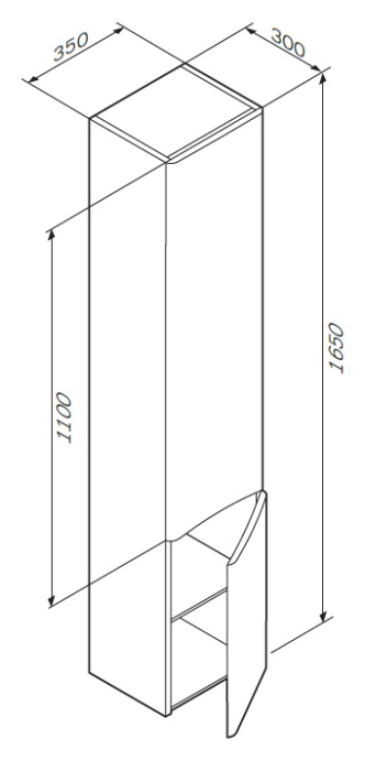 Шкаф-пенал AM.PM Like 35 R подвесной, белый глянец M80CHR0356WG - 4