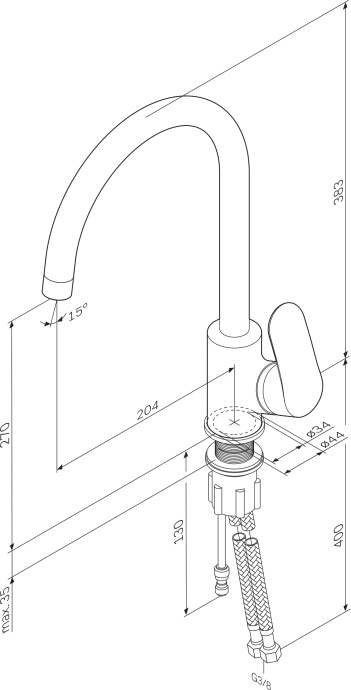 Смеситель AM.PM Like для кухонной мойки F8007722 - 7