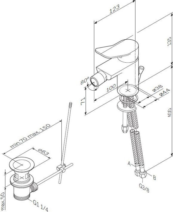 Смеситель AM.PM X-Joy F85A83100 для биде - 8