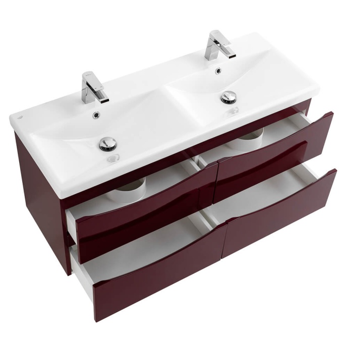 Тумба с раковиной BelBagno Marino-Cer 120 с двумя чашами бордовый - 4